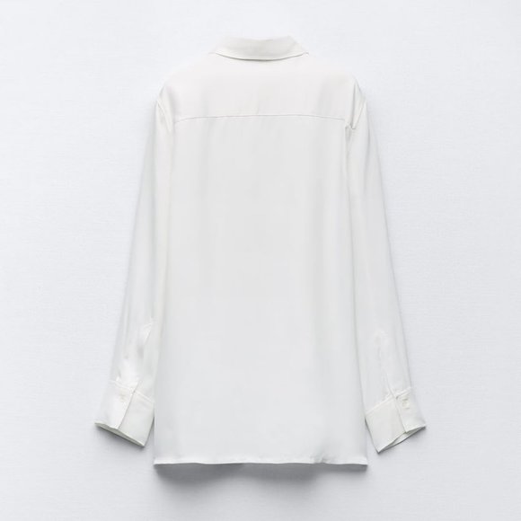 ZARA Minimalist Satin Effect Wrap Shirt/Blouse - NWT - Picture 10 of 10